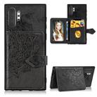 For Galaxy Note 10 Pro Mandala Embossed Cloth Card Case Mobile Phone Case with Magnetic and Bracket Function with Card Bag / Wallet / Photo Frame Function with Hand Strap(Black) - 1