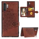 For Galaxy Note 10 Pro Mandala Embossed Cloth Card Case Mobile Phone Case with Magnetic and Bracket Function with Card Bag / Wallet / Photo Frame Function with Hand Strap(Brown) - 1