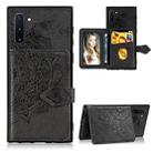 For Galaxy Note 10   Mandala Embossed Cloth Card Case Mobile Phone Case with Magnetic and Bracket Function with Card Bag / Wallet / Photo Frame Function with Hand Strap(Black) - 1