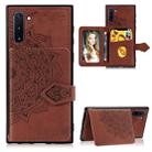 For Galaxy Note 10   Mandala Embossed Cloth Card Case Mobile Phone Case with Magnetic and Bracket Function with Card Bag / Wallet / Photo Frame Function with Hand Strap(Brown) - 1