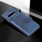 For Galaxy S10   Mandala Embossed Cloth Card Case Mobile Phone Case with Magnetic and Bracket Function with Card Bag / Wallet / Photo Frame Function with Hand Strap(Blue) - 8