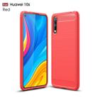 For Huawei Enjoy 10s Brushed Texture Carbon Fiber TPU Case(Red) - 1