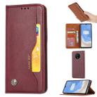 For OnePlus 7T Knead Skin Texture Horizontal Flip Leather Case with Photo Frame & Holder & Card Slots & Wallet(Wine Red) - 1