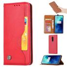 For OnePlus 7T  Pro Knead Skin Texture Horizontal Flip Leather Case with Photo Frame & Holder & Card Slots & Wallet(Red) - 1