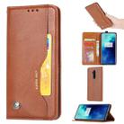 For OnePlus 7T  Pro Knead Skin Texture Horizontal Flip Leather Case with Photo Frame & Holder & Card Slots & Wallet(Brown) - 1