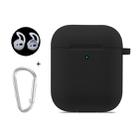 ENKAY Hat-Prince for Apple AirPods 1 / 2 Wireless Earphone Silicone Soft Protective Case with Carabiner and A Pair of Earplug(Black) - 1