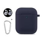 ENKAY Hat-Prince for Apple AirPods 1 / 2 Wireless Earphone Silicone Soft Protective Case with Carabiner and A Pair of Earplug(Dark Blue) - 1