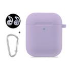 ENKAY Hat-Prince for Apple AirPods 1 / 2 Wireless Earphone Silicone Soft Protective Case with Carabiner and A Pair of Earplug(Purple) - 1