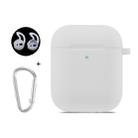 ENKAY Hat-Prince for Apple AirPods 1 / 2 Wireless Earphone Silicone Soft Protective Case with Carabiner and A Pair of Earplug(White) - 1