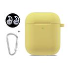 ENKAY Hat-Prince for Apple AirPods 1 / 2 Wireless Earphone Silicone Soft Protective Case with Carabiner and A Pair of Earplug(Yellow) - 1