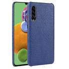 For Galaxy A70s Shockproof Crocodile Texture PC + PU Case(Blue) - 1