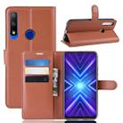 For Huawei Honor 9X Fingerprint Version Litchi Texture Horizontal Flip Leather Case with Wallet & Holder & Card Slots(Brown) - 1