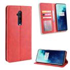 For OnePlus 7T Pro  Magnetic Buckle Retro Crazy Horse Texture Horizontal Flip Leather Case with Holder & Card Slots & Photo Frame(Red) - 1