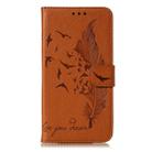 For Xiaomi Redmi 8    Litchi Texture Feather Embossing Horizontal Flip Leather Case with Holder & Card Slots & Wallet & Photo Frame & Lanyard(Brown) - 1