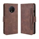 For OnePlus 7T Wallet Style Skin Feel Calf Pattern Leather Case with Separate Card Slot(Brown) - 1