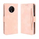 For OnePlus 7T Wallet Style Skin Feel Calf Pattern Leather Case with Separate Card Slot(Pink) - 1