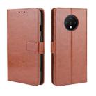 For OnePlus 7T  Retro Crazy Horse Texture Horizontal Flip Leather Case with Holder & Card Slots & Photo Frame(Brown) - 1