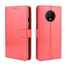 For OnePlus 7T  Retro Crazy Horse Texture Horizontal Flip Leather Case with Holder & Card Slots & Photo Frame(Red) - 1