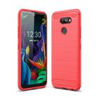 For LG K40S Brushed Texture Carbon Fiber TPU Case(Red) - 1