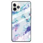 For iPhone 11 Fashion Marble Tempered Glass Case Protective Shell Glass Cover Phone Case(Ink Purple) - 1