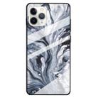 For iPhone 11 Fashion Marble Tempered Glass Case Protective Shell Glass Cover Phone Case(Ink Black) - 1