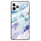 For iPhone 11 Pro Fashion Marble Tempered Glass CaseProtective Shell Glass Cover Phone Case(Ink Purple) - 1