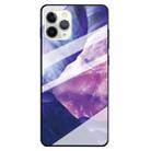 For iPhone 11 Pro Max Fashion Marble Tempered Glass Case Protective Shell Glass Cover Phone Case  (Rock Purple) - 1