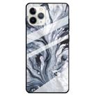 For iPhone 11 Pro Max Fashion Marble Tempered Glass Case Protective Shell Glass Cover Phone Case  (Ink Black) - 1
