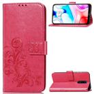 For Xiaomi Redmi 8  Four-leaf Clasp Embossed Buckle Mobile Phone Protection Leather Case with Lanyard & Card Slot & Wallet & Bracket Function(Magenta) - 1