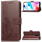 For Xiaomi Redmi 8  Four-leaf Clasp Embossed Buckle Mobile Phone Protection Leather Case with Lanyard & Card Slot & Wallet & Bracket Function(Brown) - 1