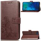 For OPPO Reno A Four-leaf Clasp Embossed Buckle Mobile Phone Protection Leather Case with Lanyard & Card Slot & Wallet & Bracket Function(Brown) - 1