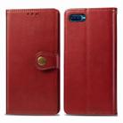 For OPPO Reno A   Retro Solid Color Leather Buckle Phone Case with Lanyard & Photo Frame & Card Slot & Wallet & Stand Function(Red) - 1