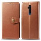 For One Plus 7T Pro Retro Solid Color Leather Buckle Phone Case with Lanyard & Photo Frame & Card Slot & Wallet & Stand Function(Brown) - 1