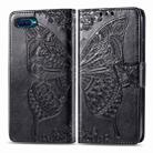 For OPPO Reno A Butterfly Love Flower Embossed Horizontal Flip Leather Case with Bracket Lanyard Card Slot Wallet(Black) - 1