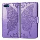 For OPPO Reno A Butterfly Love Flower Embossed Horizontal Flip Leather Case with Bracket Lanyard Card Slot Wallet(Light Purple) - 1