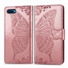 For OPPO Reno A Butterfly Love Flower Embossed Horizontal Flip Leather Case with Bracket Lanyard Card Slot Wallet(Rose Gold) - 1