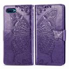 For OPPO Reno A Butterfly Love Flower Embossed Horizontal Flip Leather Case with Bracket Lanyard Card Slot Wallet(Dark Purple) - 1