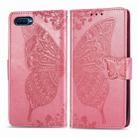 For OPPO Reno A Butterfly Love Flower Embossed Horizontal Flip Leather Case with Bracket Lanyard Card Slot Wallet(Pink) - 1