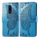 For Xiaomi Redmi 8  Butterfly Love Flower Embossed Horizontal Flip Leather Case with Bracket Lanyard Card Slot Wallet(Blue) - 1