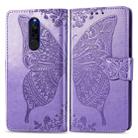 For Xiaomi Redmi 8  Butterfly Love Flower Embossed Horizontal Flip Leather Case with Bracket Lanyard Card Slot Wallet(Light Purple) - 1