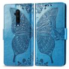 For One Plus 7T Pro  Butterfly Love Flower Embossed Horizontal Flip Leather Case with Bracket Lanyard Card Slot Wallet(Blue) - 1