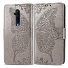 For One Plus 7T Pro  Butterfly Love Flower Embossed Horizontal Flip Leather Case with Bracket Lanyard Card Slot Wallet(Gray) - 1