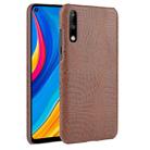 For Huawei Enjoy 10s Shockproof Crocodile Texture PC + PU Case(Brown) - 1