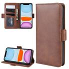 For iPhone 11 Double Buckle Crazy Horse Business Mobile Phone Holster with Card Wallet Bracket Function(Brown) - 1
