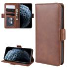 For iPhone 11 Pro Double Buckle Crazy Horse Business Mobile Phone Holster with Card Wallet Bracket Function(Brown) - 1