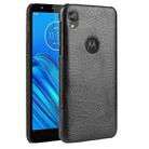 For Motorola Moto E6 Shockproof Crocodile Texture PC + PU Case(Black) - 1