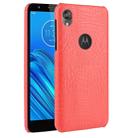 For Motorola Moto E6 Shockproof Crocodile Texture PC + PU Case(Red) - 1