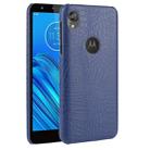 For Motorola Moto E6 Shockproof Crocodile Texture PC + PU Case(Blue) - 1