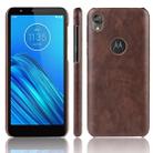 For Motorola Moto E6 Shockproof Litchi Texture PC + PU Case(Brown) - 1