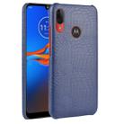 For Motorola Moto E6 Plus Shockproof Crocodile Texture PC + PU Case(Blue) - 1